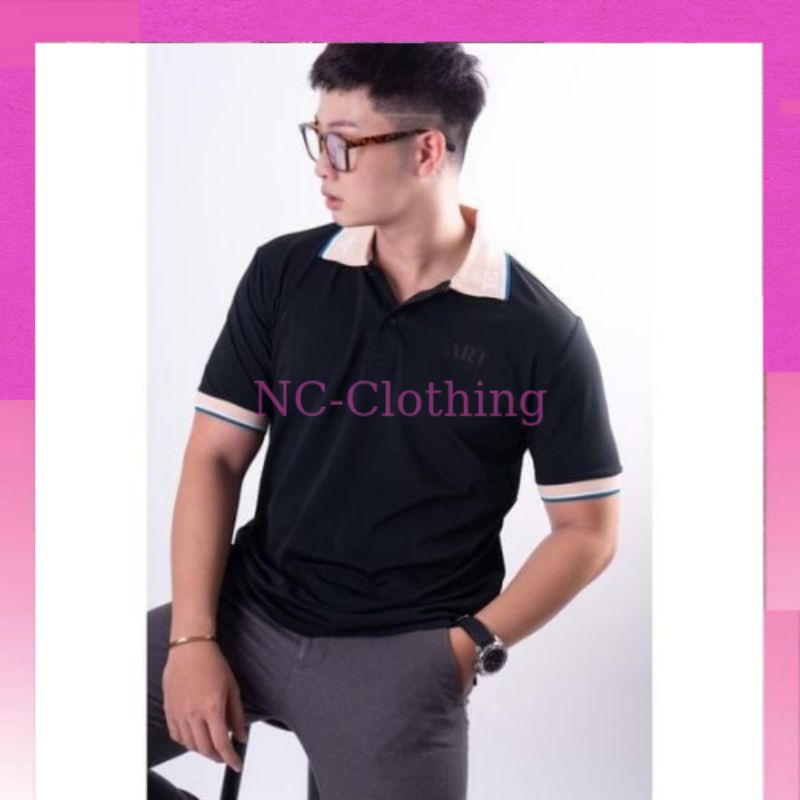Áo Phông Polo Nam Cộc Tay Cao Cấp Màu Đen In Chữ ART Form Rộng