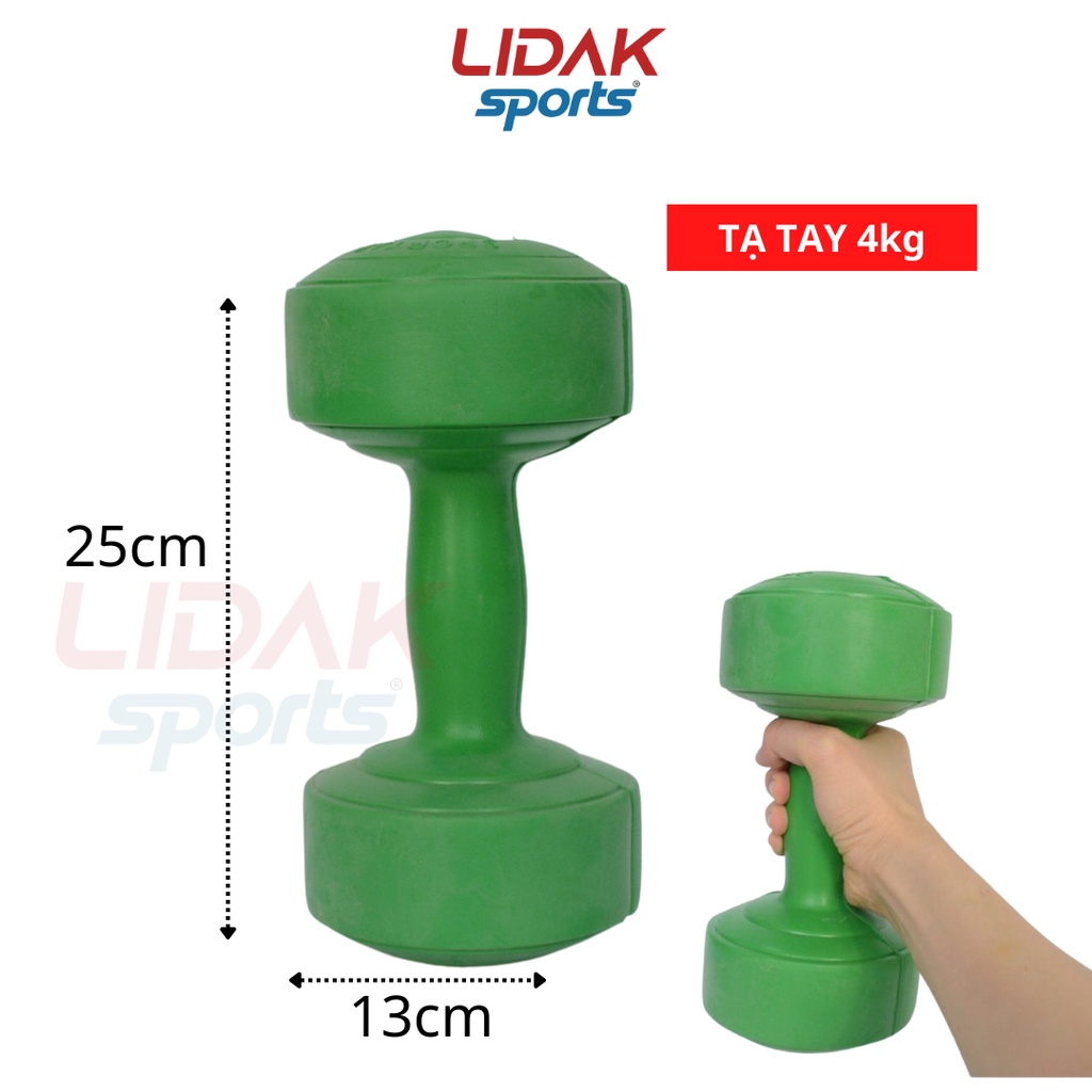 Ảnh Tạ tay nhựa LIDAK 4kg, quả tạ tập tay bọc nhựa tập gym có lõi thép - LIDAK SPORT 1