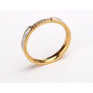 Phiên bản Hàn Quốc Vòng vỏ vi mô có nhẫn kim cương Mẹ-of-Pearl Phụ kiện cô gái Nhẫn thép titan / Nhẫn khớp / Nhẫn ngón trỏ / Nhẫn đuôi thời trang Nhẫn cặp đôi phù hợp Quà tặng ngày lễ tình nhân tối giản
