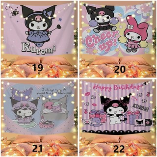 Tấm Thảm Nền Với Kẹp Nhân Vật Hoạt Hình Kuromi Polyester Hình Chữ Nhật Phòng Khách Phòng Ngủ Trang Trí Nhà Nền Trang Trí