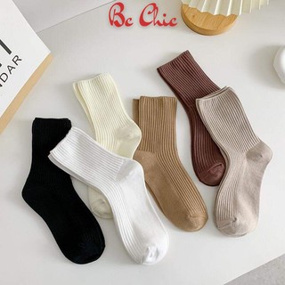 Tất nam nữ trơn cổ trung chât cotton gân dày dặn siêu đàn hồi T797 BC_CHIC LINGERIE
