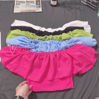 Áo croptop bẹt vai bèo xinh chạy nhún sao ôm đen trắng đẹp VANISA A100
