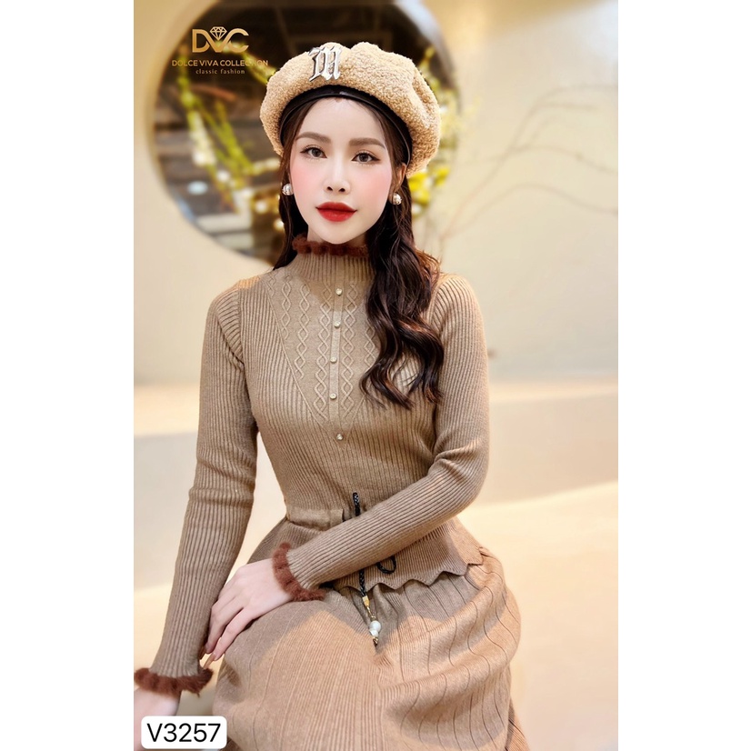 Váy len nâu xuông dài dây rút eo thiết kế cao cấp V3257- DVC | Shopee ...