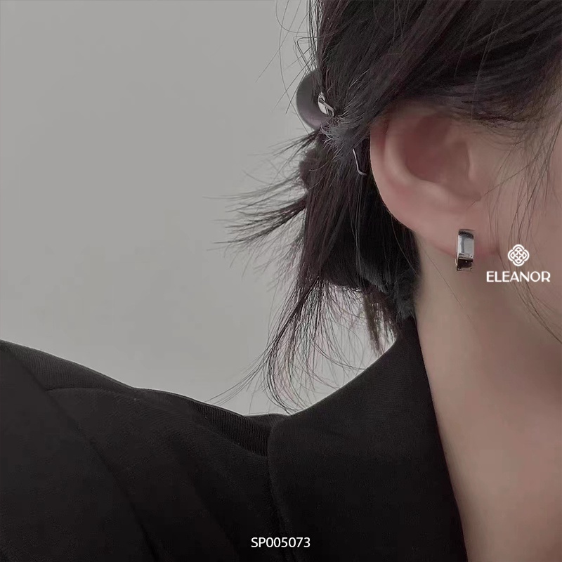 Bông tai nữ chuôi bạc 925 Eleanor Accessories viền trơn khuyên tai basic phụ kiện trang sức 5073