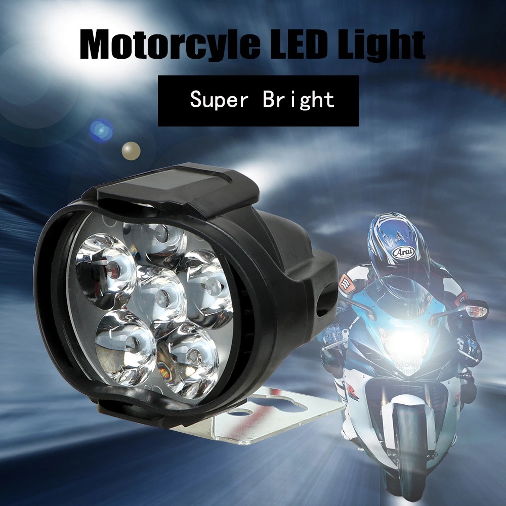 Set 2 Đèn Pha 6 Bóng LED Độ Sáng Cao Chống Nước Có Công Tắc Cho Xe Máy