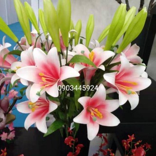 Cành hoa loa kèn giả 3 bông, 2 nụ cao 55 cm chất liệu xốp cao cấp và nhựa, hàng nhập khẩu -CEVERIA