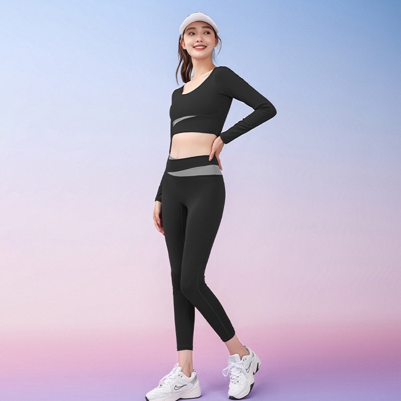 Bộ Quần Áo Tập Gym,Yoga,Áo Croptop Tay Dài Tập Gym Yoga Cao Cấp