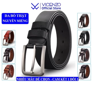Thắt Lưng Nam Da Bò Thật Cao Cấp Vicenzo Khóa Kim Đúc Ko Rỉ Có Lớp Phủ Lót Mặt Trong