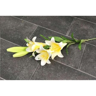Cành hoa loa kèn giả 3 bông, 2 nụ cao 55 cm chất liệu xốp cao cấp và nhựa, hàng nhập khẩu -CEVERIA
