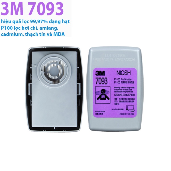 1 cặp phin lọc độc 3M 7093 P100 , Phin lọc bụi mịn, lọc vi khuẩn chuyên ...