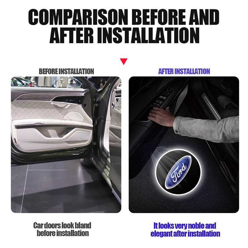 1 Đèn LED Chiếu Logo Chào Mừng Gắn Cửa Xe Hơi Ford Fiesta EcoSport ESCORT Ranger Mondeo Mustang FOCUS 2 3 4 5