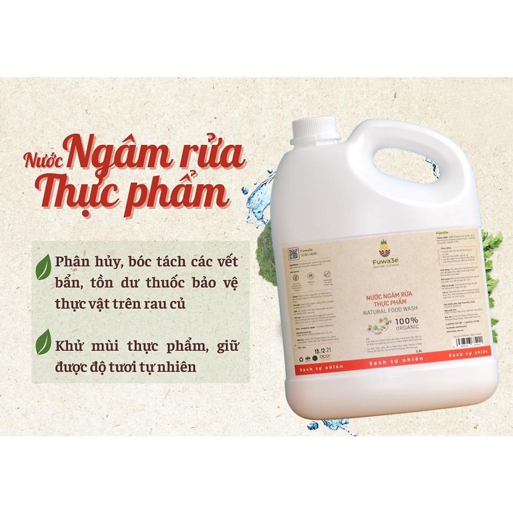 Nước ngâm rau củ quả Fuwa3e organic sinh học làm sạch thực phẩm 100% Enzyme từ dứa