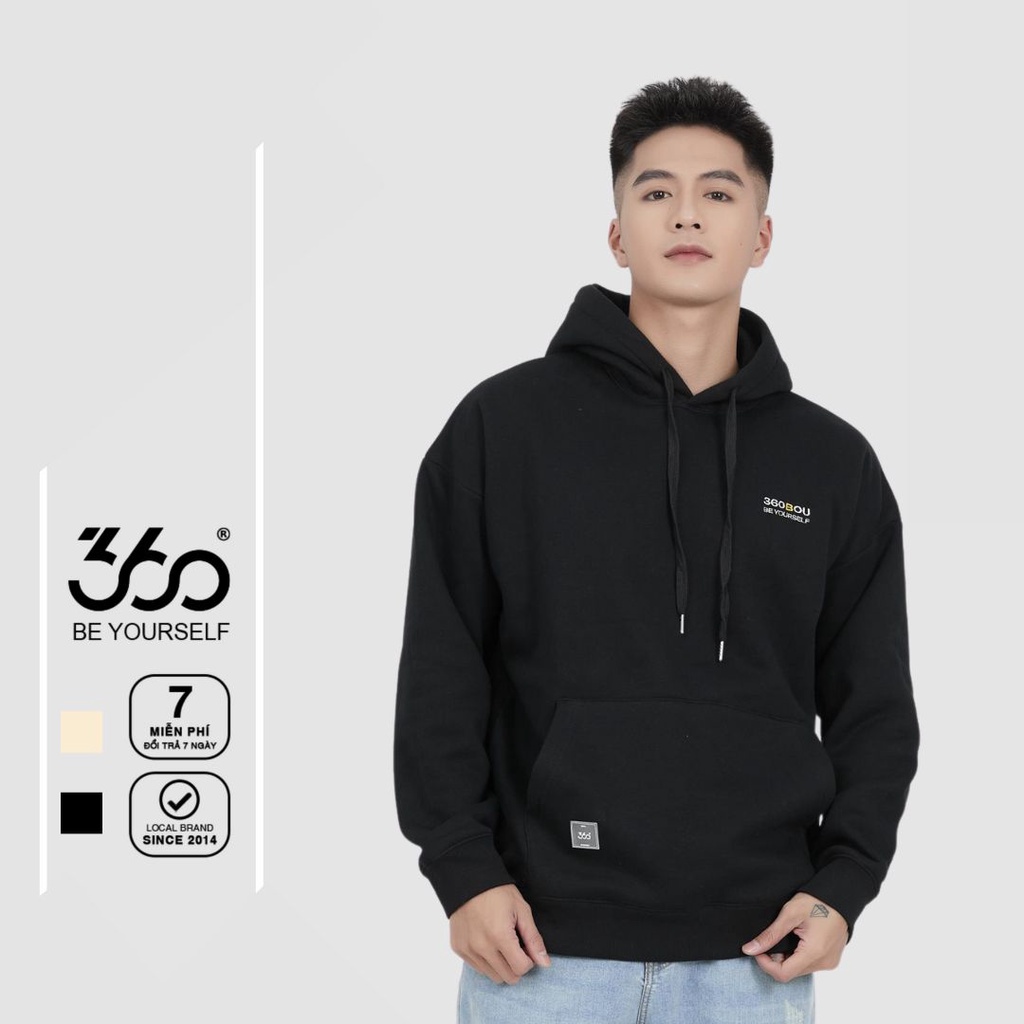 Áo Hoodie nỉ bông Nam lót lông cừu form rộng 360 Boutique thêu chữ ngực trẻ trung – AHHOL333