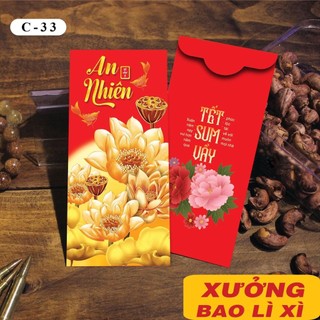 100 bao lì xì mẫu đỏ may mắn năm mới 2023, kt 8x16cm (C31-C40)