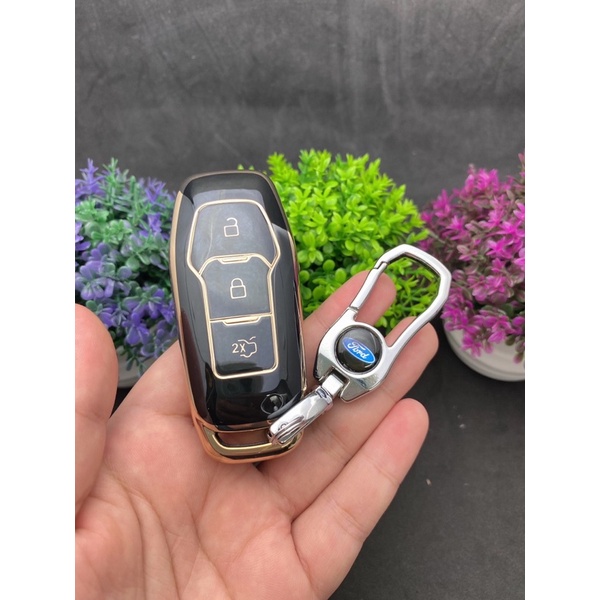 Bao chìa khóa Đen Vàng- Ốp chìa khóa  TPU Đen Vàng xe Ford 3 nút thông minh