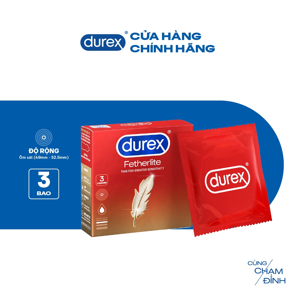 Ảnh Bao cao su Durex Fetherlite siêu mỏng, size 52.5mm, 3 bao/hộp 2