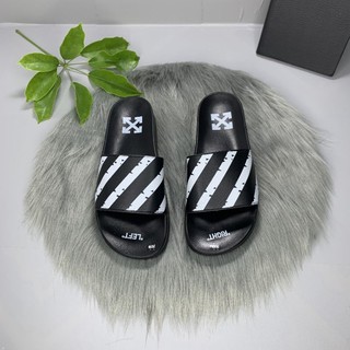 Dép Quai Ngang Off-White Zebra-Print Rubber Sliders Màu Đen hot nhất 2023