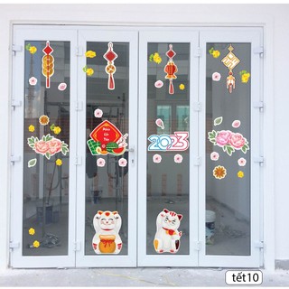 Decal dán trang trí Tết P1 ( được bế sẵn, chỉ cần lột ra dán như sticker )