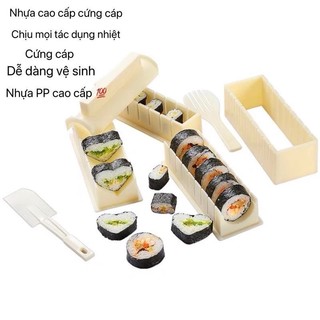 Bộ 10 Khuôn Làm Cơm Cuộn Lá Rong Biển Kimbap - Dụng Cụ Làm Sushi Nhựa Cao Cấp Hình Tim,Tròn,Chữ Nhật