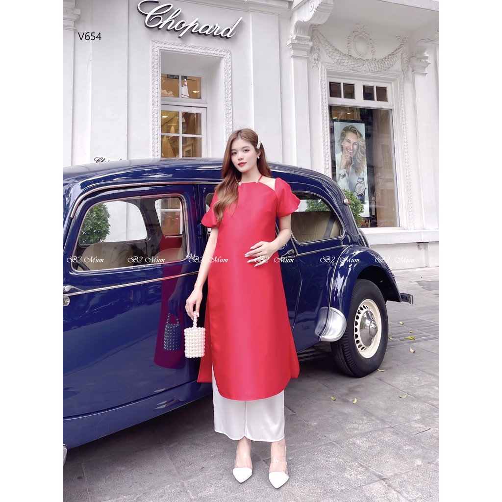 Áo dài bầu diện tết, chơi xuân cực xinh và trẻ trung B2 MUM - V473