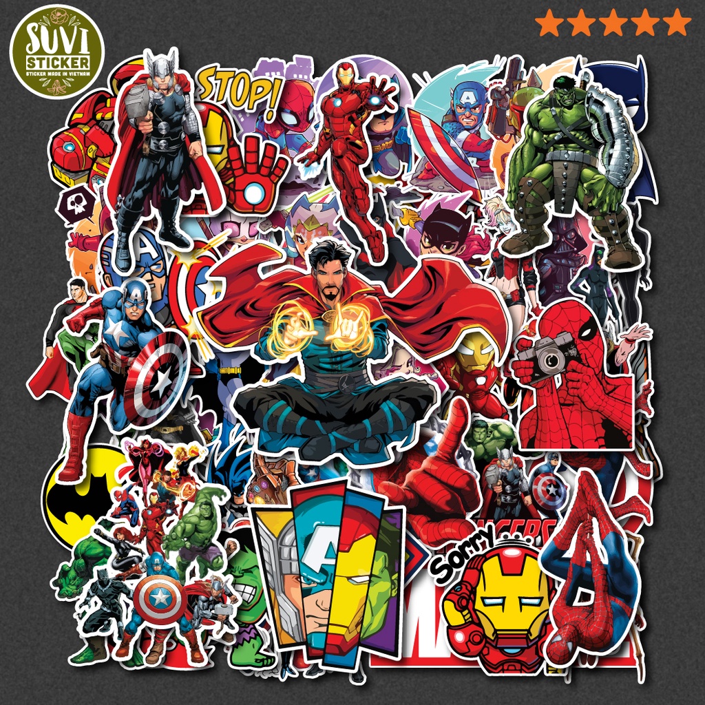 50 Sticker Marvel chống nước sticker dán mũ bảo hiểm, laptop, điện ...