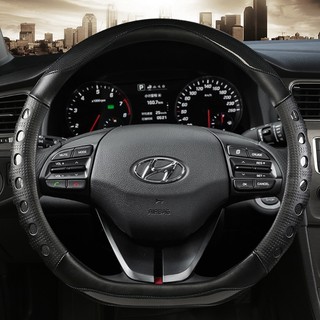 Vỏ bọc vô lăng ô tô bằng sợi Carbon D hình chữ D cho Hyundai Sonata 9 2015 2016 2017 (3-Spoke) Elantra 4 Sport 2015 - 2019 Phụ kiện ô tô