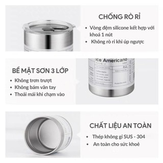 Ly giữ nhiệt Iced Americano cao cấp Fan House dung tích 300 & 600ml, chất liệu inox 304, khắc tên