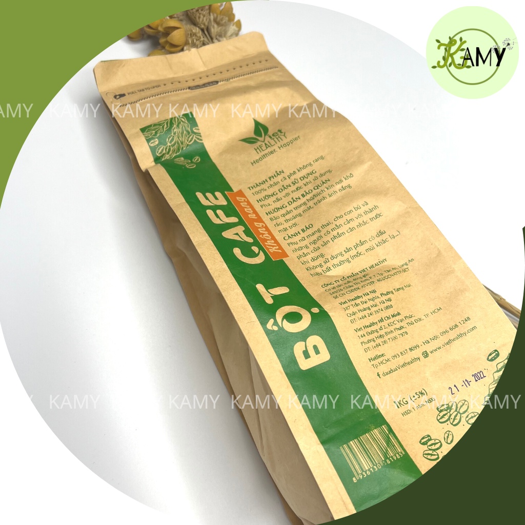 Bột Cafe Thải Độc Gerson Enema Thụt Tháo Đại Tràng Chỉ Nhân, Không Rang VietHealthy 1kg Tiết Kiệm