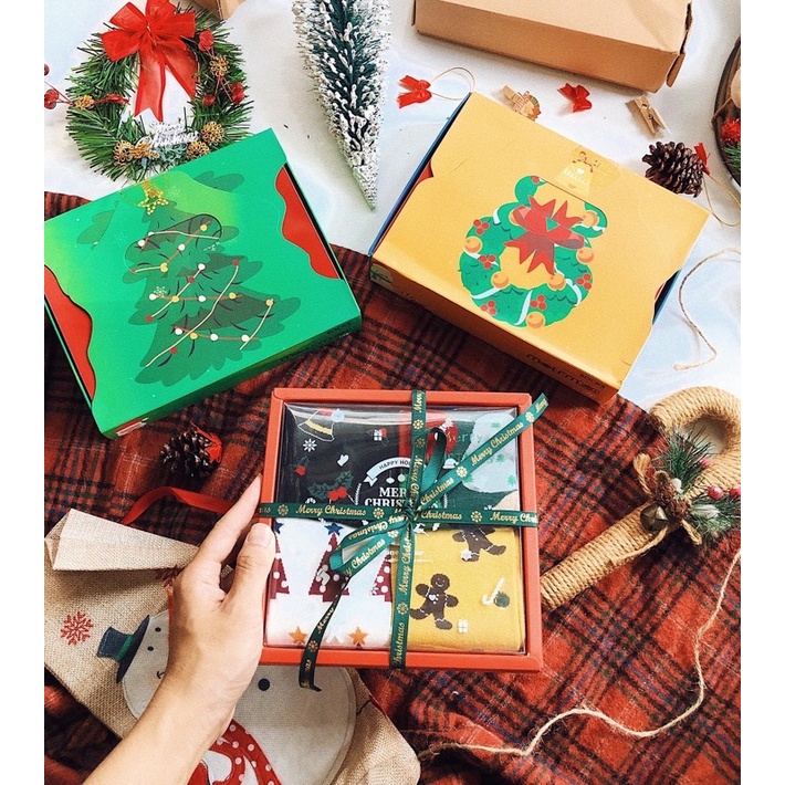 Set Combo Tất Vớ Giáng Sinh Cổ Cao 4 Đôi Đặc Biệt Quà Tặng Noel Giáng Sinh Dễ Thương Ấm Áp