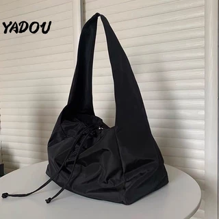 YADOU Túi Đeo Chéo Dây Rút Chất Liệu nylon Sức Chứa Lớn Màu Đen Thời Trang Cho Nam Và Nữ