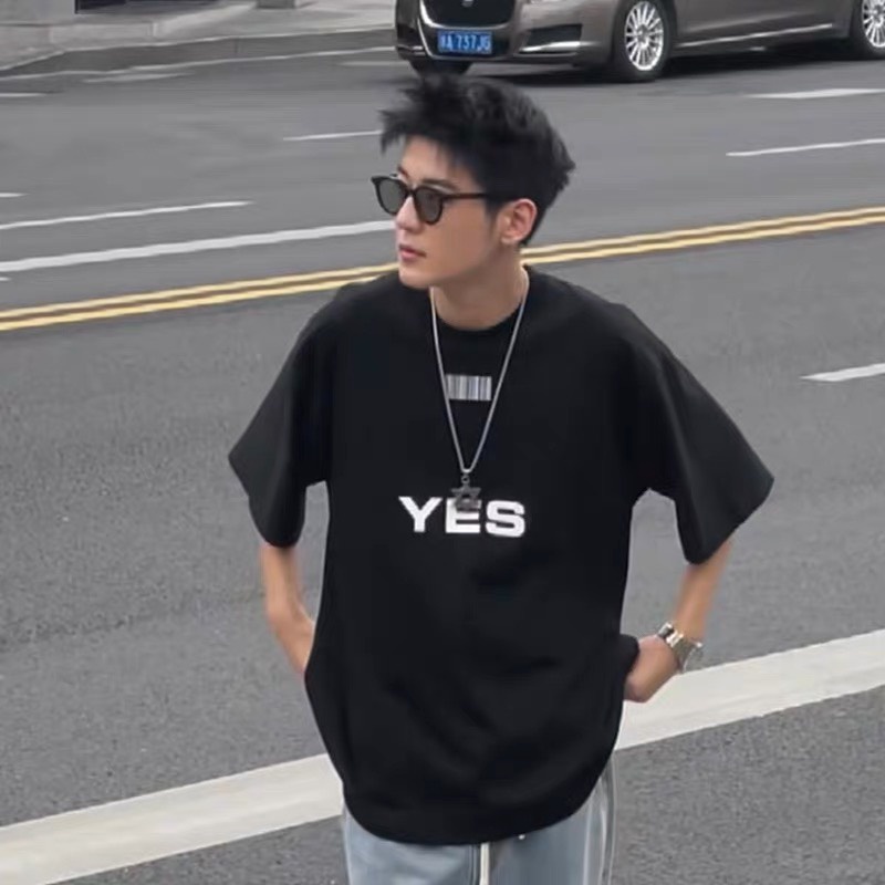 Áo thun Stee Cổ tròn YES NO ICVCVNI  Unisex Menwear Cotton