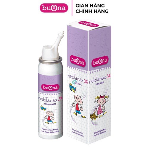 Buona Nebial / Nebianax 3% Spray Nasale - Xịt Mũi muối ưu trương Hiệu Quả Nhanh Cho Sổ Mũi, Nghẹt Mũi - Lọ 100ml