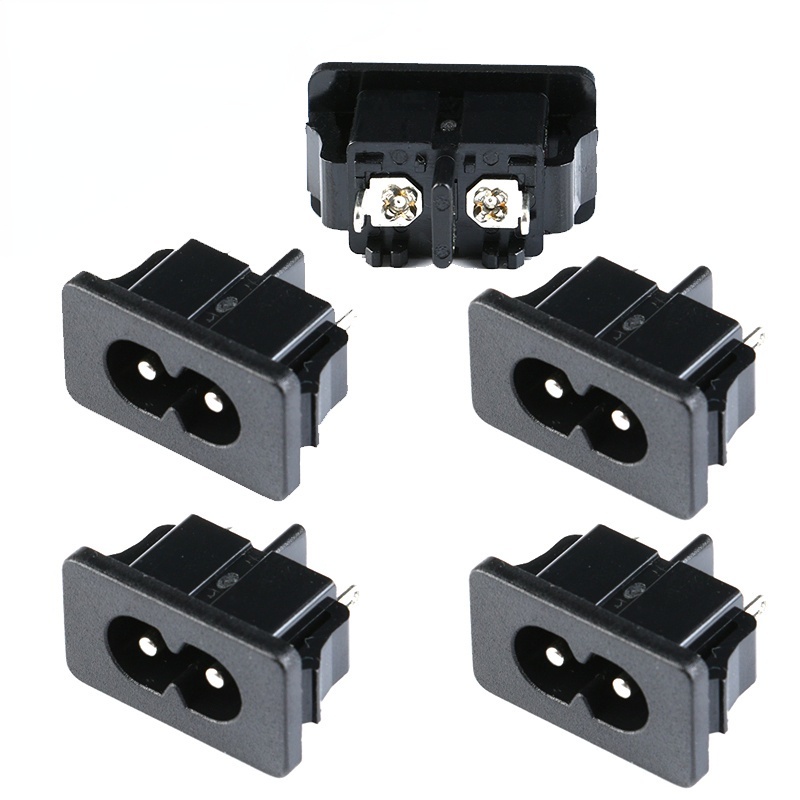 Sourcing Map 10uds AC 250V 2.5A IEC320 C7 Macho Conector Panel Montaje Alimentación Entrada Zócalo