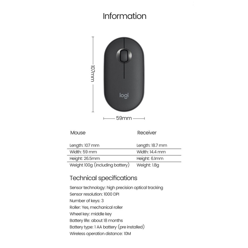 Chuột Bluetooth Không Dây Pebble M350 / POP 2.4GHz 1000DPI Siêu Chính ...