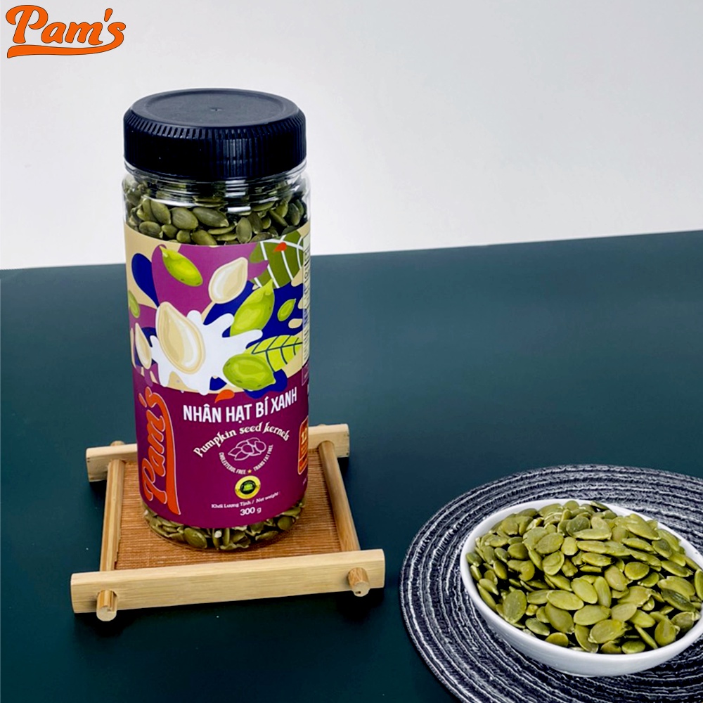 Nhân Hạt Bí Xanh Nhập Khẩu Mỹ Pams 300g/hũ - Rang Nguyên Vị, Dùng Ăn Vặt