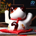 Tượng Mèo Thần Tài Ngũ Phúc Lâm Môn Vẫy Tay Chiêu Tài Lộc Bằng Gốm Sứ - MẪU & MÀU GIAO NGẪU NHIÊN — ảnh 6