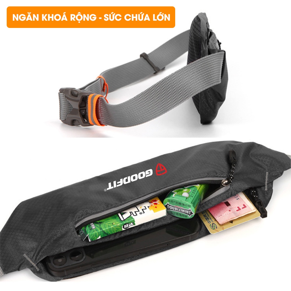 Túi đeo hông, đeo bụng chạy bộ nam nữ chính hãng GoodFit GF18R, chống nước, phản quang