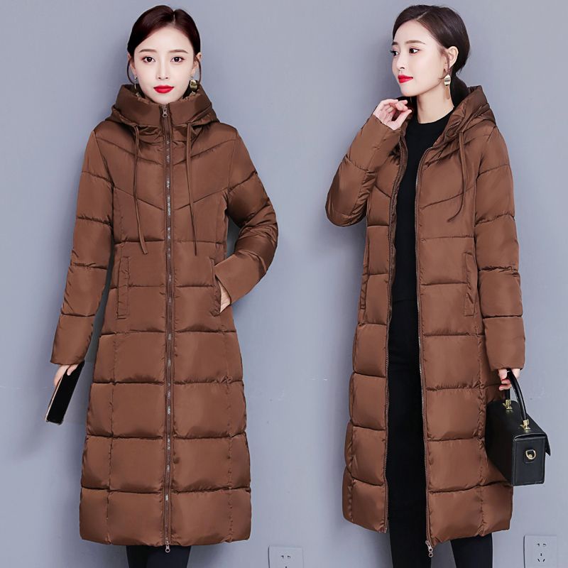 Áo Khoác Dáng Dài Qua Gối Dày Dặn Giữ Ấm Mùa Đông Phong Cách Mới Chất Lượng Cao Có Size Lớn Cho Nữ