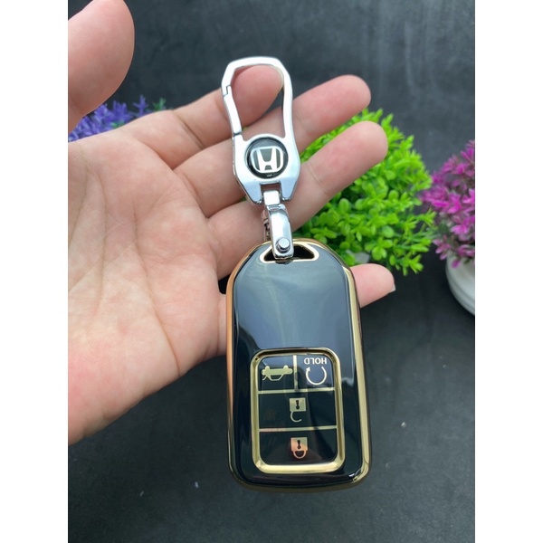 Bao chìa khóa Đen Vàng- Ốp chìa khóa  TPU Đen Vàng xe ô tô Honda 4 nút