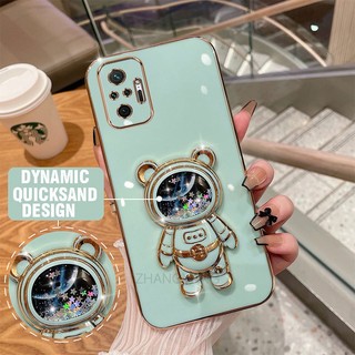 ốp lưng Redmi note 10 pro Redmi note 10 Ốp Điện Thoại TPU silicone Mềm Mạ Điện 3D Có Giá Đỡ Hình Gấu Kim Tuyến Cho Redmi note 10 pro Redmi note 10