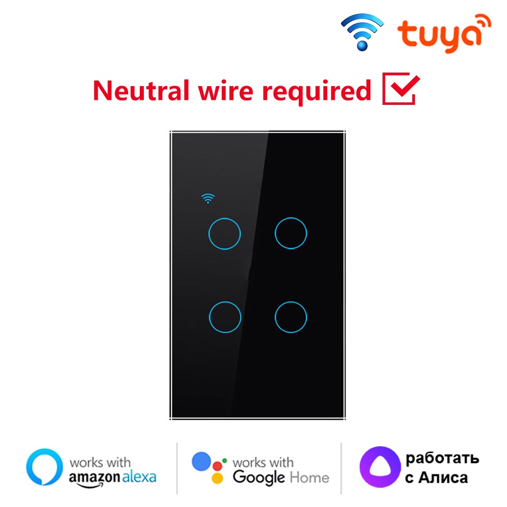 Ảnh Aubess Wifi Công Tắc Thông Minh 1200W 10A Đèn Tường Công Tắc Cảm Ứng/Giọng Nói/Ứng Dụng Điều Khiển Từ Xa Công Tắc Thông Minh 3 Trong 1 1/2/3/4 Gang 1