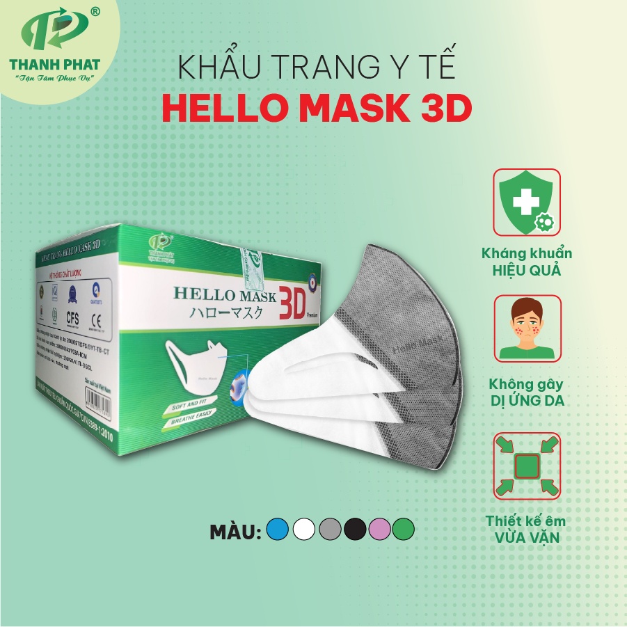 Khẩu Trang 3D HELLO MASK Công Nghệ Nhật Bản 50 Cái | Shopee Việt Nam