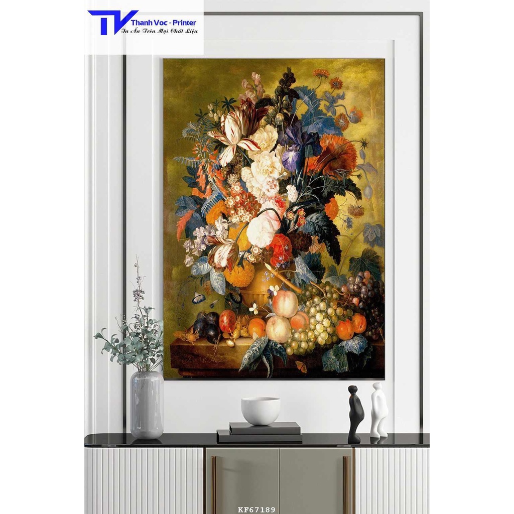 Tranh Treo Tường Bình Bông Hoa Tối Giản 7, Tranh Tráng Gương D40x60cm D50x75cm D60x90cm D70x120m