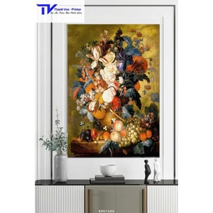 Tranh Treo Tường Bình Bông Hoa Tối Giản 7, Tranh Tráng Gương D40x60cm D50x75cm D60x90cm D70x120m