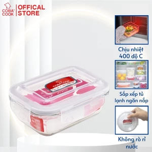 Hộp thủy tinh đựng thực phẩm chịu nhiệt COBA'COOK hình chữ nhật dung tích 370ml- CBHL370