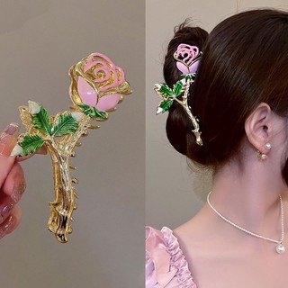 Kẹp Tóc Hình Hoa Hồng Bằng Kim Loại Thanh Lịch Lãng Mạn