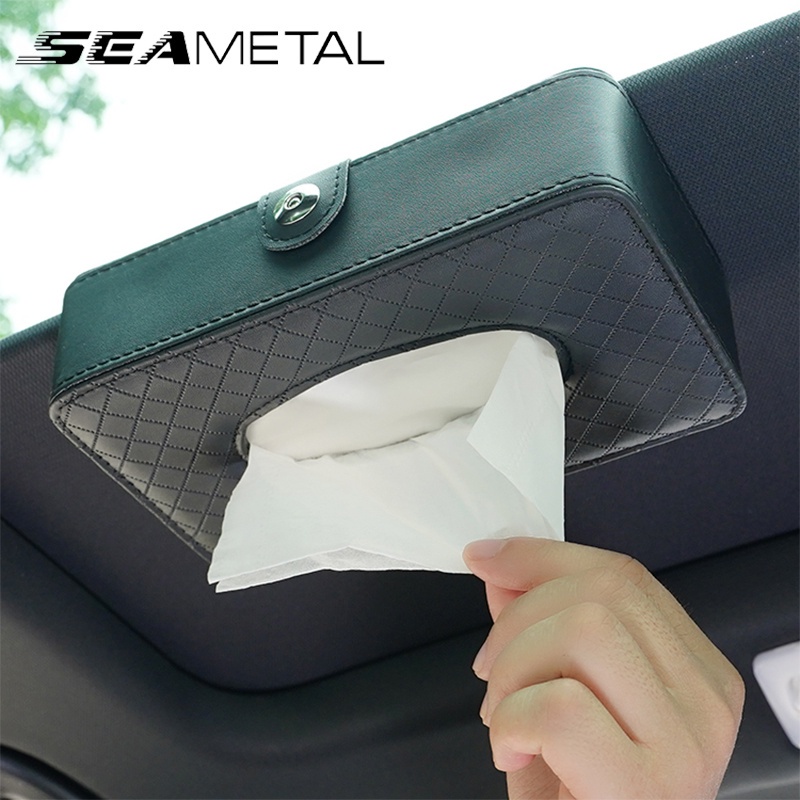 SEAMETAL Hộp Da Đựng Khăn Giấy Đa Năng Gắn Chỗ Tỳ Tay Xe Hơi