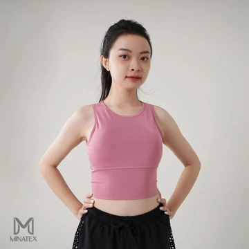 Áo bra croptop sát nách tập gym, áo bra tập gym yoga MINATEX lên dáng xinh, áo ba lỗ croptop kèm đệm mút - B10