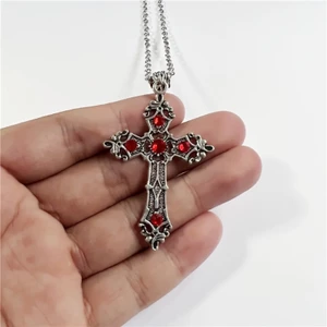GODD Vintage Pha Lê Chữ Thập Mặt Dây Chuyền Vòng Cổ Baroque Punk Choker Dây Chuyền Gothic Trang Sức