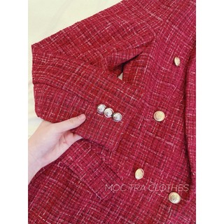 Áo vest dạ tweed Quảng Châu thiết kế 2 lớp dày dặn khuy đồng sang chảnh, Áo khoác mùa đông nữ rẻ đẹp